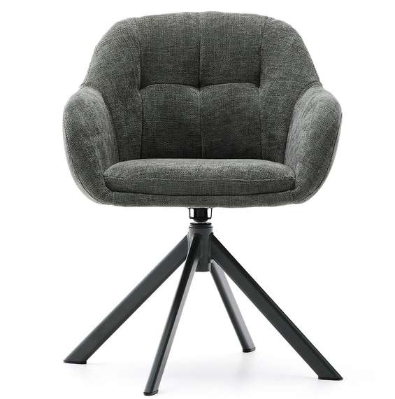 Dorina Вращающееся кресло из зеленого шенилла и стальными зелеными ножками