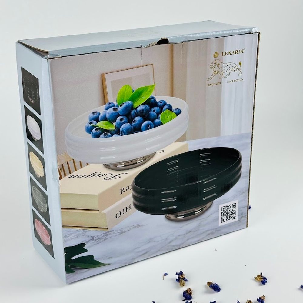 Lenardi 163-068 Фруктовница 26см на ножке MULTICOLOR в под.уп.(х8)Фарфор