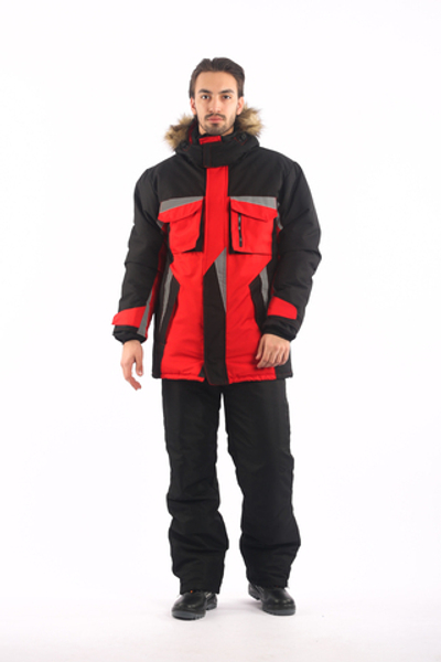 Костюм утепленный "Ультра" красный/черный брюками