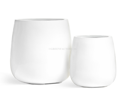 Кашпо TREEZ Effectory - серия Gloss - Design-Чаша - Белый глянцевый лак