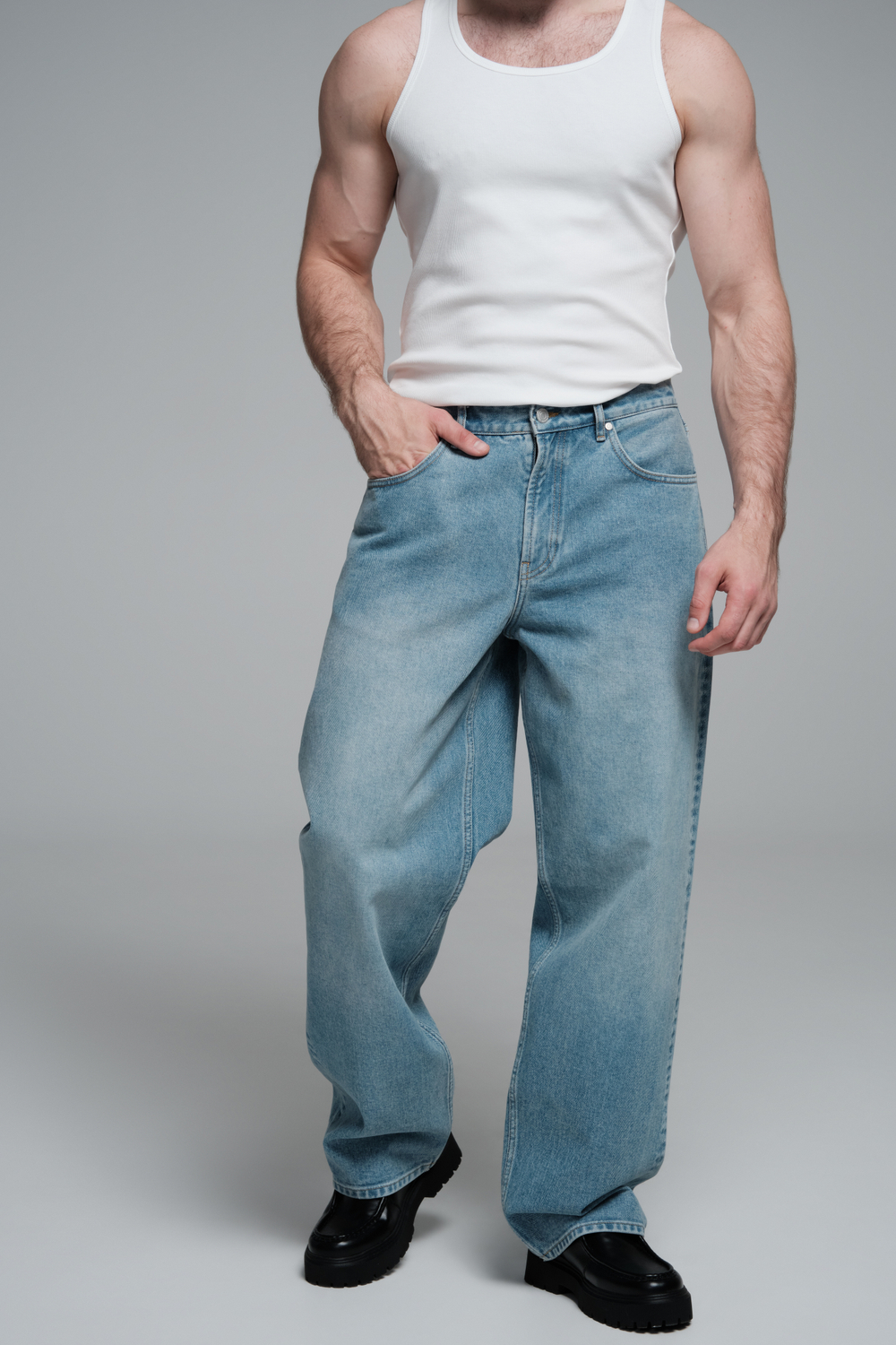 Джинсы широкие | light blue