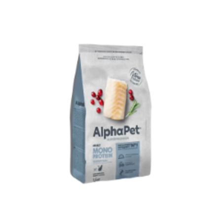 Сухой корм для взрослых кошек AlphaPet Superpremium Monoprotein (АльфаПет) из белой рыбы, 1,5 кг