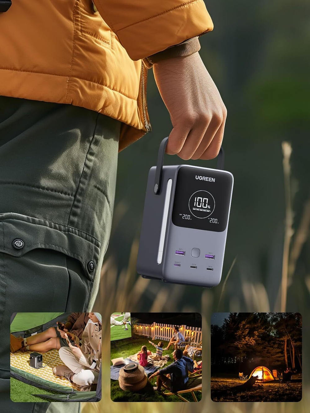 Мобильный аккумулятор Power Bank, 48000mAh, DigitalDisplay, 300W, серый, UGREEN 25286