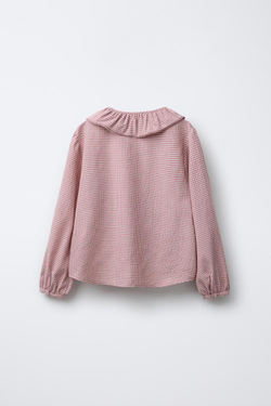 ZARA Х BENSIMON ® РУБАШКА С ДЛИННЫМИ РУКАМИ В КЛЕТКУ, КЛУБНИЧНЫЙ