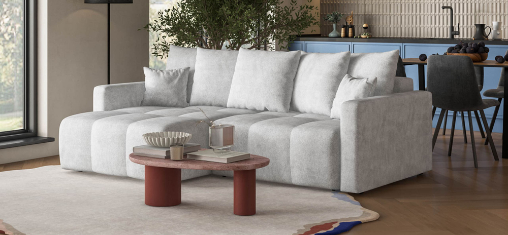 Угловой диван Босс Тренд Шенилл Клауд серый