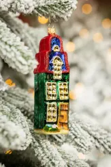 Елочное украшение Голландский домик, стекло, 13,5 см., 1 шт., Витус (59210)