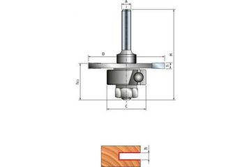 Фреза пазовая трехлучевая с подшипником (50.8х1.98 мм; хвостовик 6 мм) FREUD PRO 63-10406