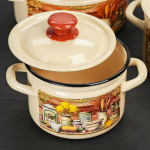 Набор эмалированной посуды 6 пр, кастрюли 2,3,5 л, Керчь, Сельский мотив — 1