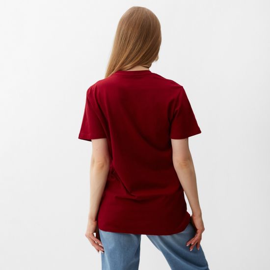 Купить женскую футболку из хлопка цвет бордовый недорого