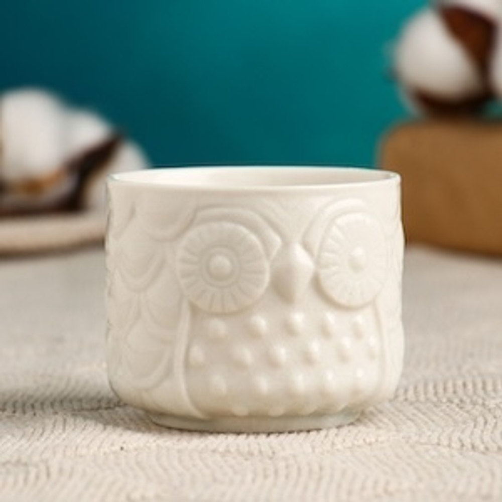 Горшок для цветов «Филин» керамический, 100 мл, 6.5×6.5×5.5 см, цвет МИКС