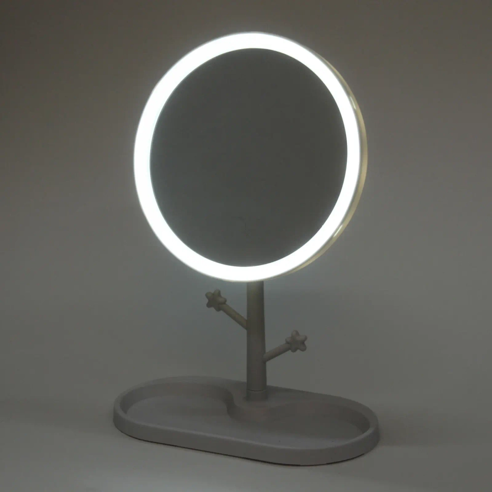 Зеркало настольное с подсветкой на подставке «SVET», цвет белый, USB, 29*5*17см