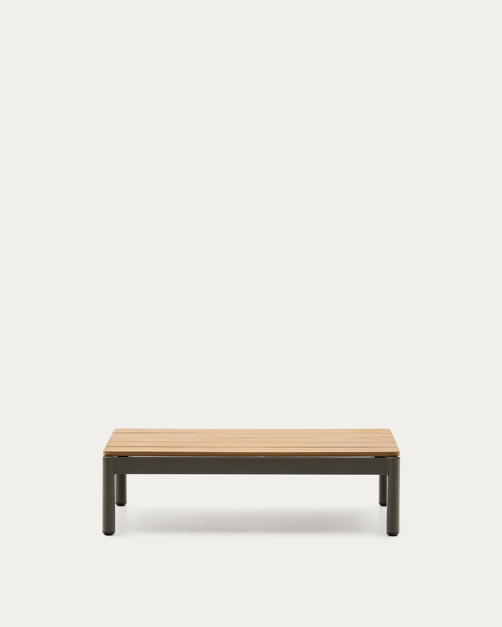 Журнальный столик Sorells из зеленого алюминия и тикового дерева 52,4 x 91 см