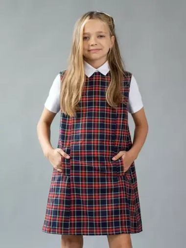 Сарафан трапеция школьный в клетку