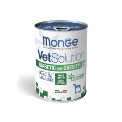 Влажный корм диетический Monge VetSolution Dog Diabetic and Obesity Диабетик и Обесити для собак при сахарном диабете и лишнем весе 400 г - 12 шт