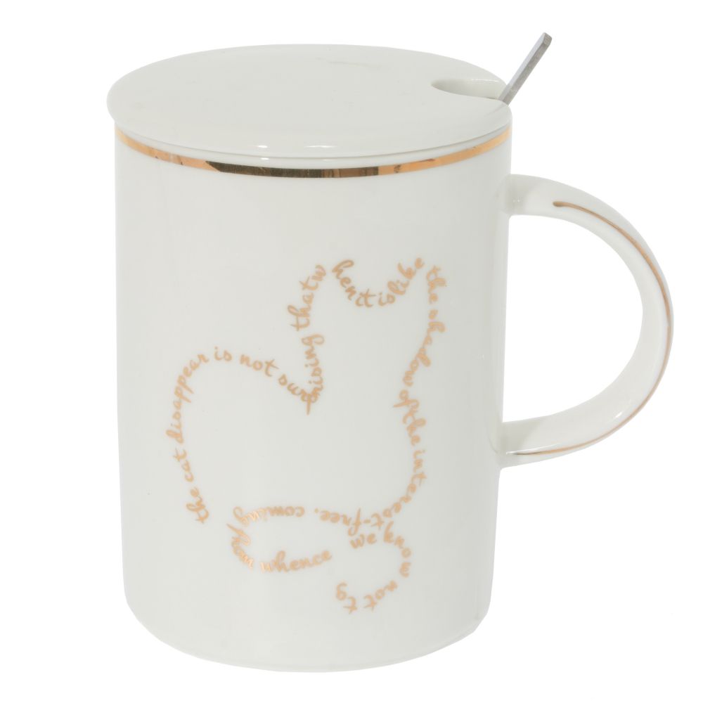 GAEM Кружка с крышкой и ложкой, 400 мл, L11,5 W8 H11,5 см, 4в.