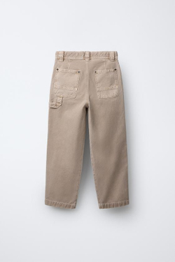 ZARA БРЮКИ КАРГО ОВЕРСАЙЗ С КАРМАНАМИ, БЕЖЕВЫЙ