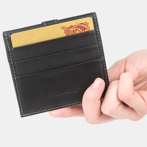 Кошелек-картхолдер Perle из кожи теленка, черного цвета