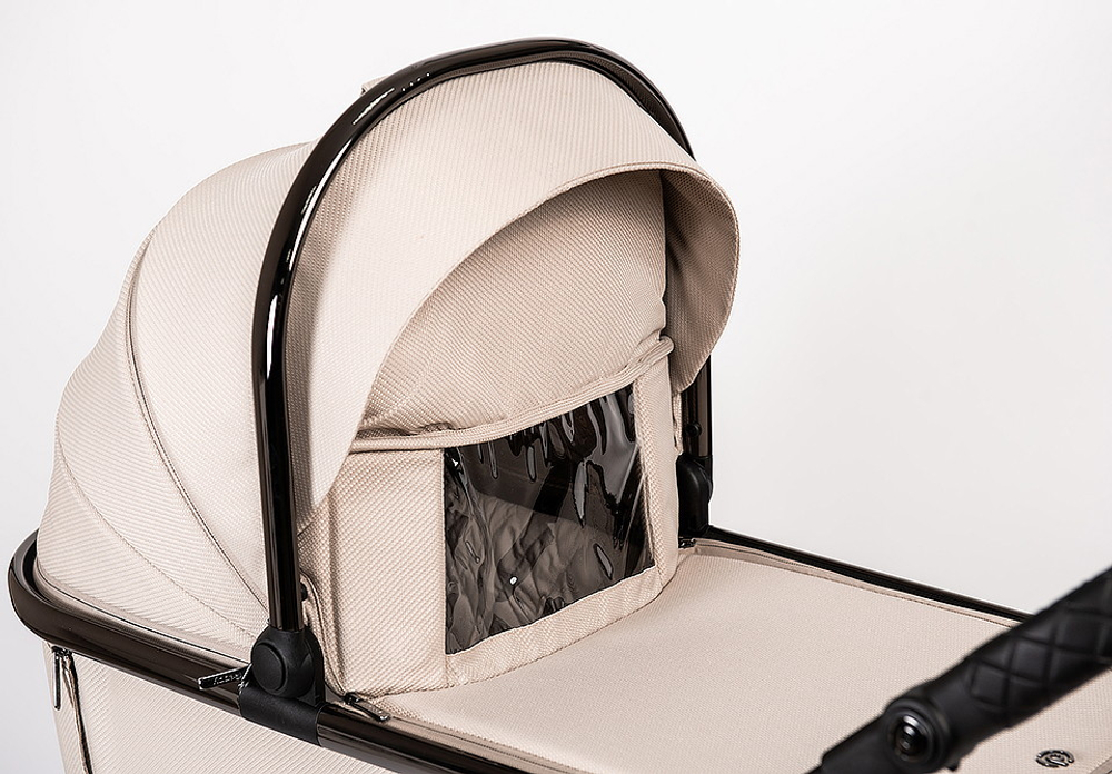 Детская коляска Peppy Tecla 3 в 1 с автокреслом First black Stone Chrome Edition (Бежевый)