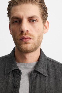 ZARA РУБАШКА ИЗ СМЕСОВОЙ ВИСКОЗЫ, ТЕМНО-СЕРЫЙ