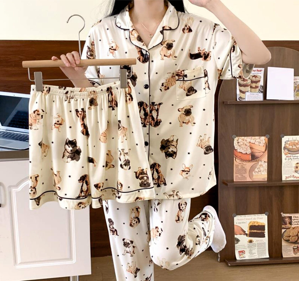 Пижама штаны+шорты+рубашка 1478