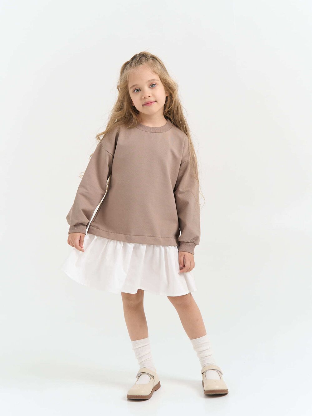 Платье с хлопковой юбкой "Кокос"