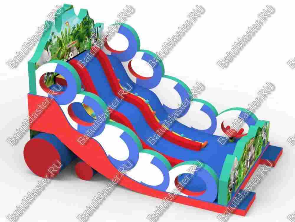 Большой надувной батут-горка "Сказочные богатыри" 13*8*10 м