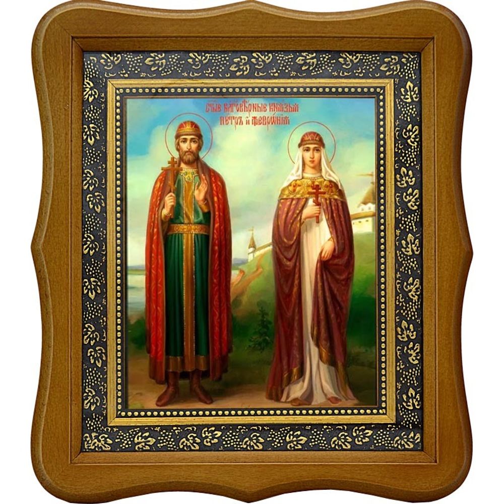 Петр и Феврония Муромские Святые Благоверные. Икона на холсте.