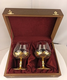 Набор бокалов для коньяка "Узорный" №2 (Златоуст) в подарочном футляре