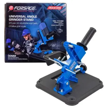 Стойка для УШМ (Ø115,125мм, высота 260мм, ход зажима 0-73мм, размер стола 240х240мм, глубина пропила 30мм) Forsage F-PEX-6125B