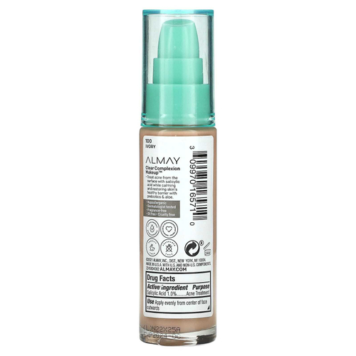 Almay, Clear Complexion Makeup, оттенок 100, слоновая кость, 30 мл (1 жидк. унция)