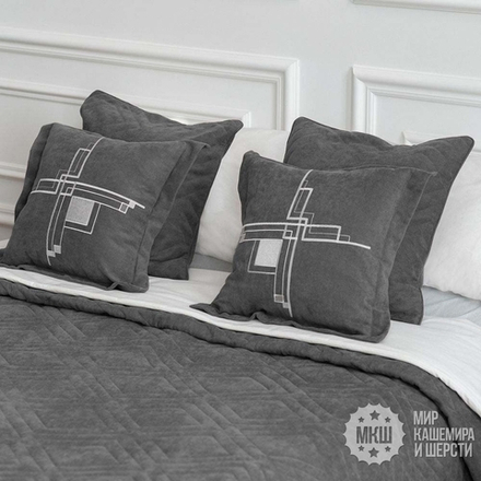 Комплект шторы и покрывало в спальню БРИДД (арт. BL10-306-01) - серый