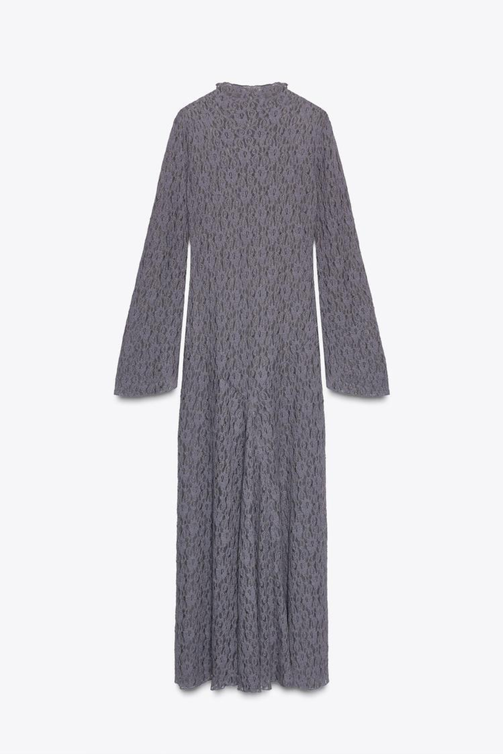 ZARA ПЛАТЬЕ ИЗ МЯГКОГО КРУЖЕВА, ТЕМНО-ЛИЛОВЫЙ