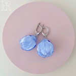 LEFIREL' Серьги серебряные женские "Облака" с цветами из муранского стекла / ювелирные украшения из родированного серебра 925