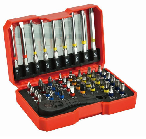 Набор бит и торцевых головок с трещоткой (46шт, биты 25мм (36шт), головки (9шт)) ASET04-0046 P.I.T.