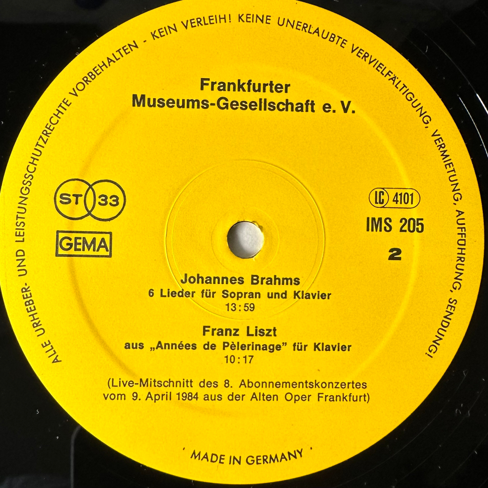 Юбилейный концерт - 175-летие Франкфуртского музейного общества 2LP (Германия)