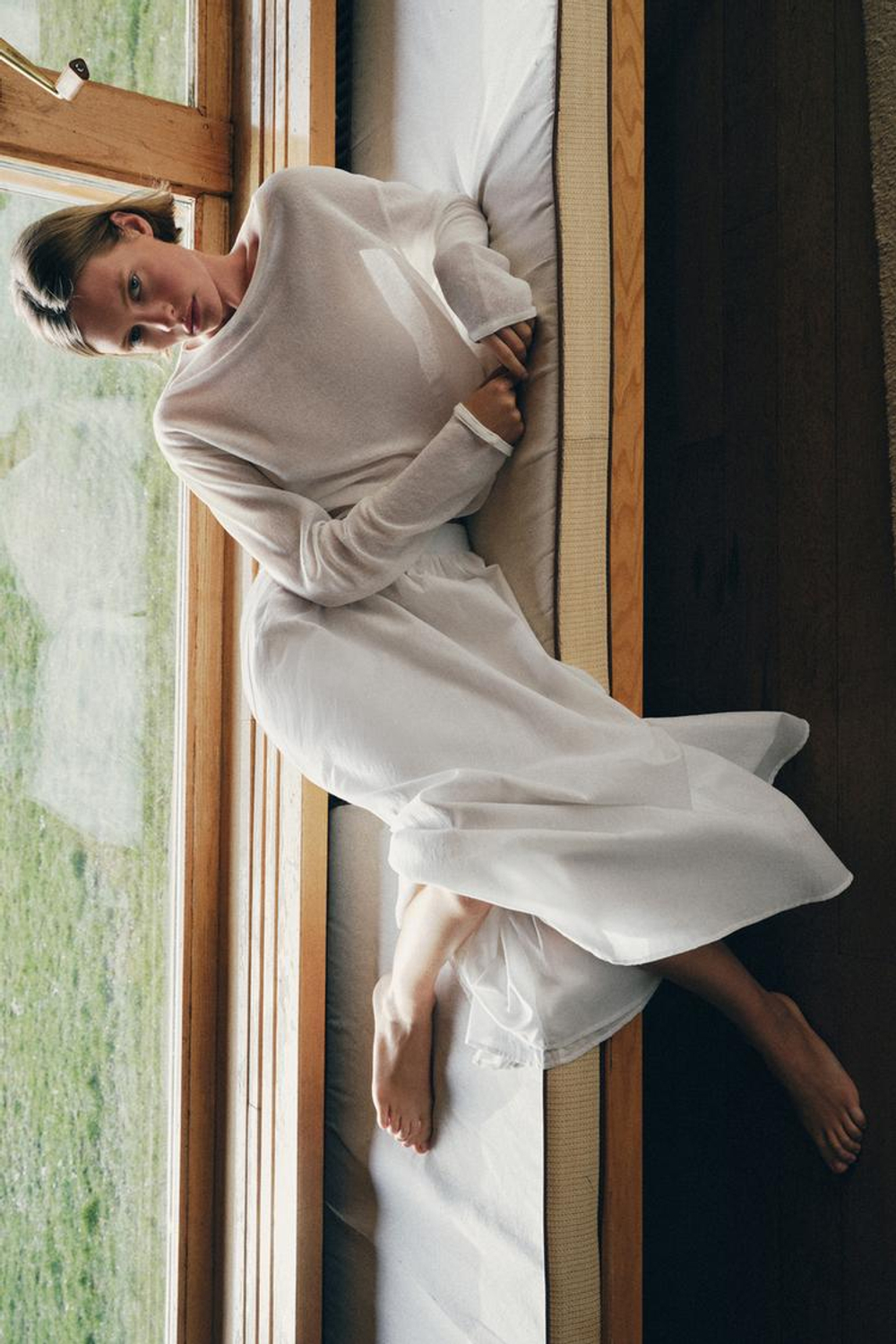 ZARA ЮБКА-НАКИДКА МИДИ, БЕЛЫЙ