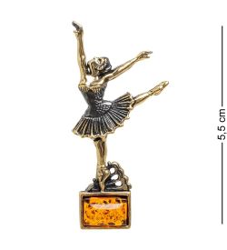 AM-1652 Брошь «Балерина» (латунь, янтарь)