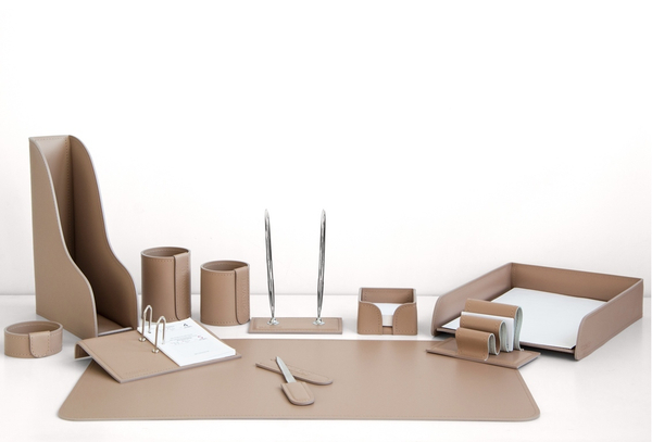 Набор настольный 11 предметов из кожи цвет cafe latte