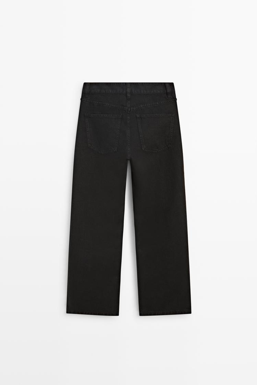 Massimo Dutti Джинсы прямого кроя с низкой посадкой и укороченными штанинами, черный