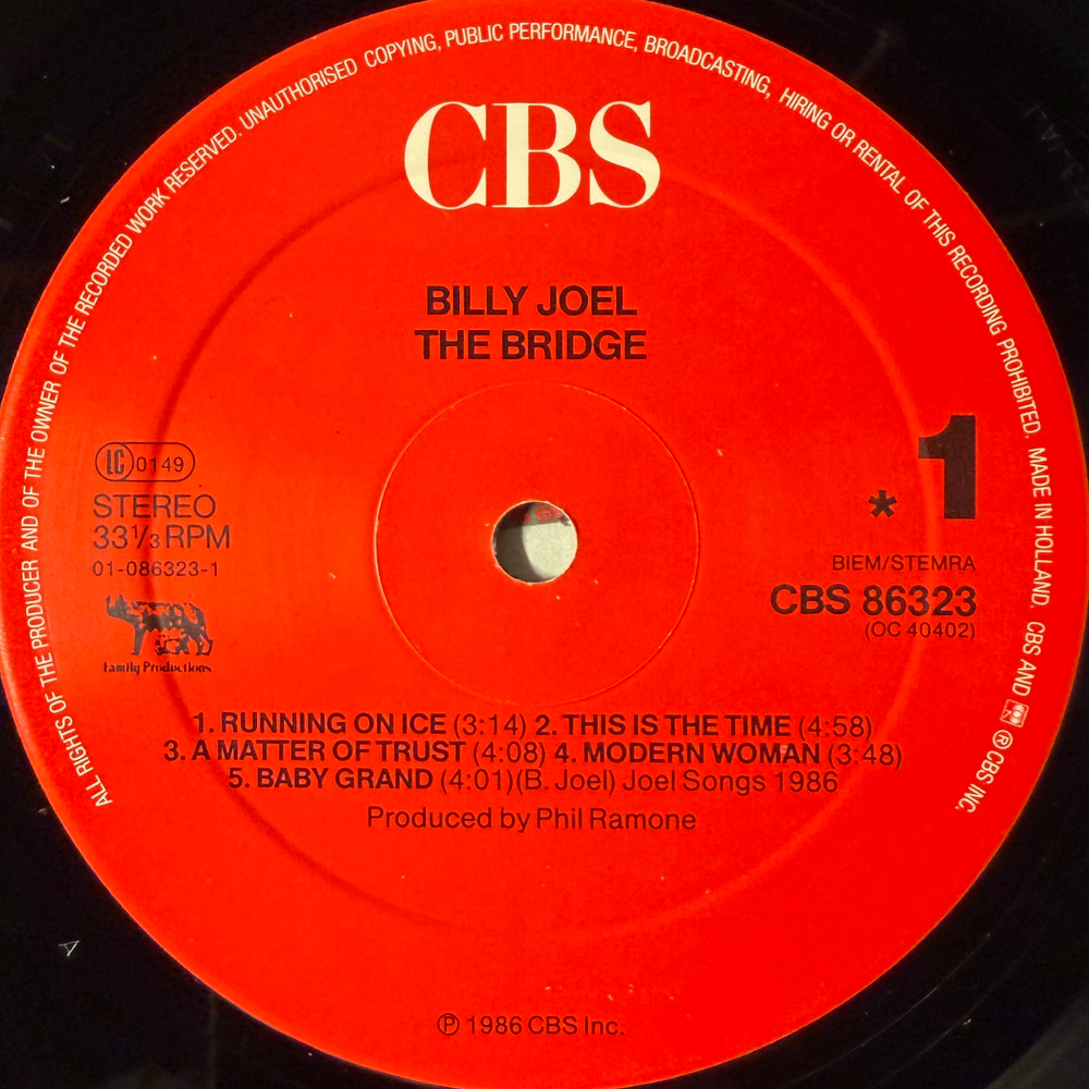 Billy Joel - The Bridge (Голландия 1986г.)