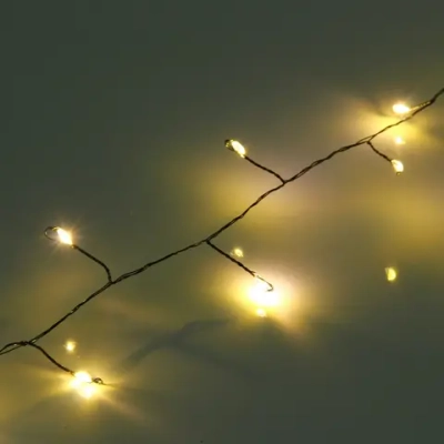 Гирлянда для дома НИТЬ «Мишура» 100 м 2000 ламп LED, зеленый провод, мерцание, IP-20, 220v, Теплый белый