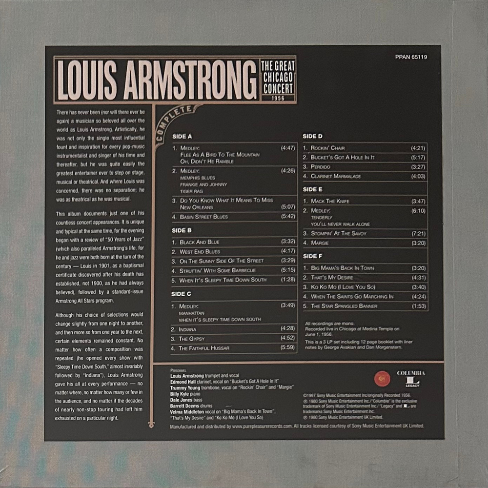 Louis Armstrong ‎– The Great Chicago Concert - 1956 3LP (Англия)