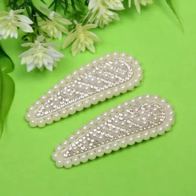 Зажимы для волос 2шт «KRASA - Aks», блеск, капля, цвет белый, 8*2,5см