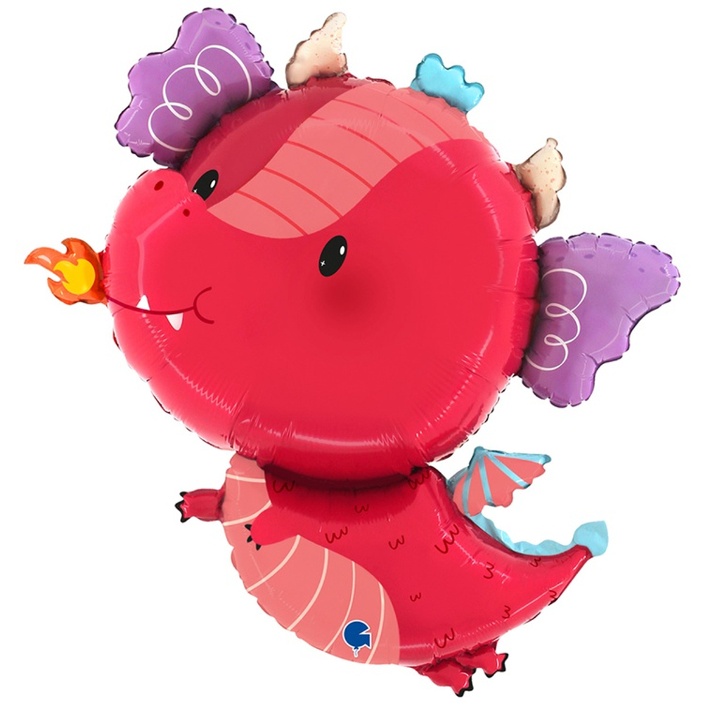 Шар Фольгированный Забавный дракон (Красный)