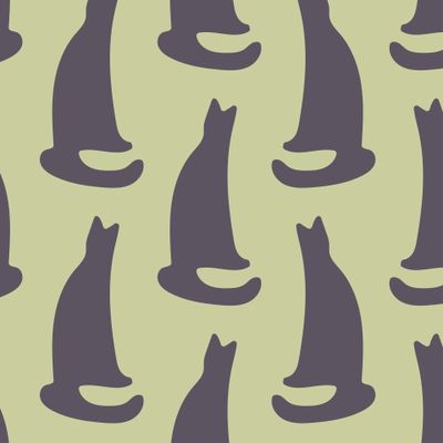 Cats silhouettes seamless pattern.