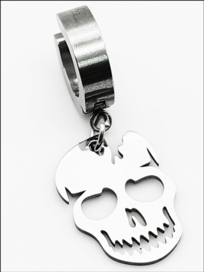 Стальная моносерьга "Череп" для пирсинга уха.
