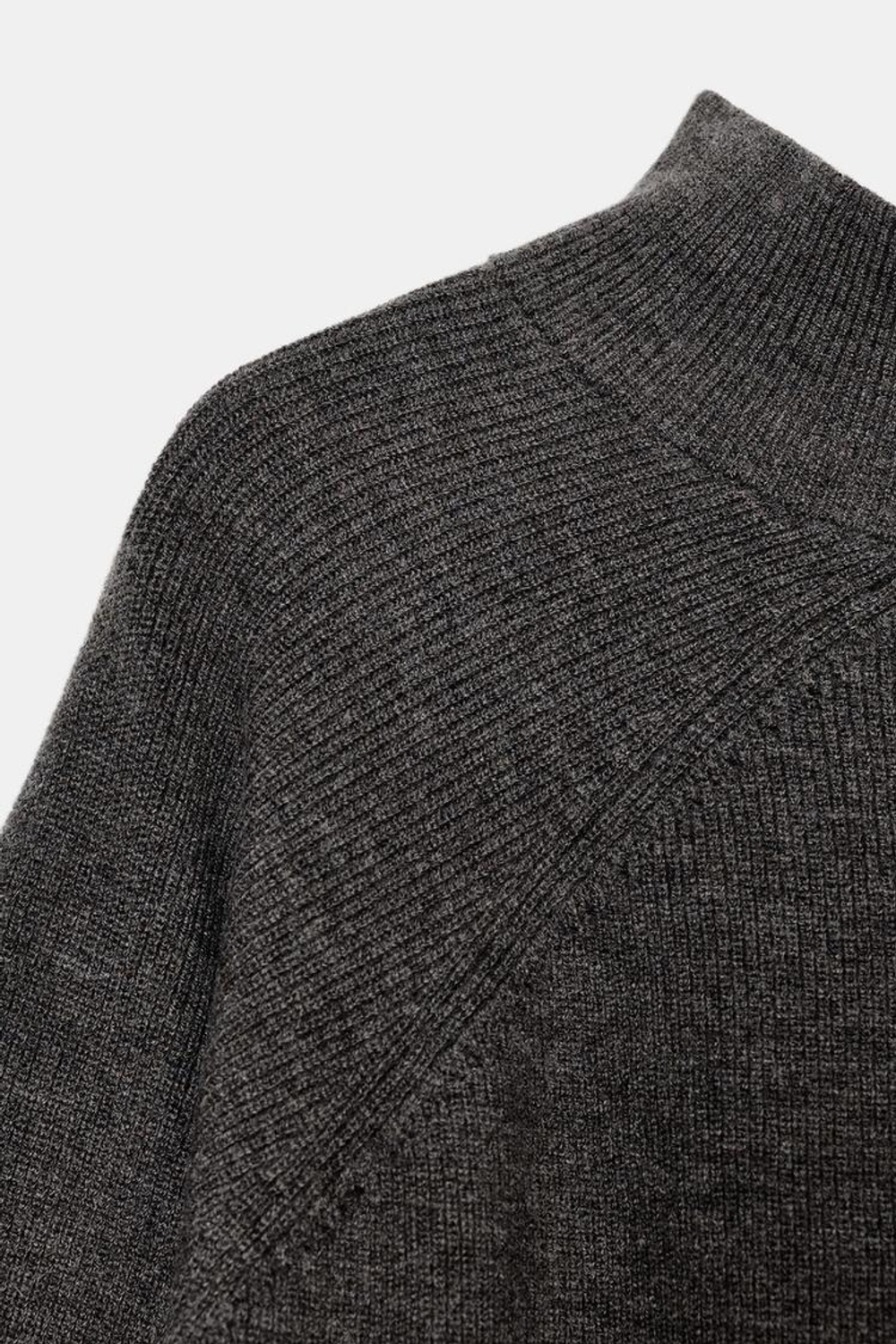 ZARA СВИТЕР С КРУГЛЫМ ВЫРЕЗОМ, СЕРОВАТО-КОРИЧНЕВЫЙ