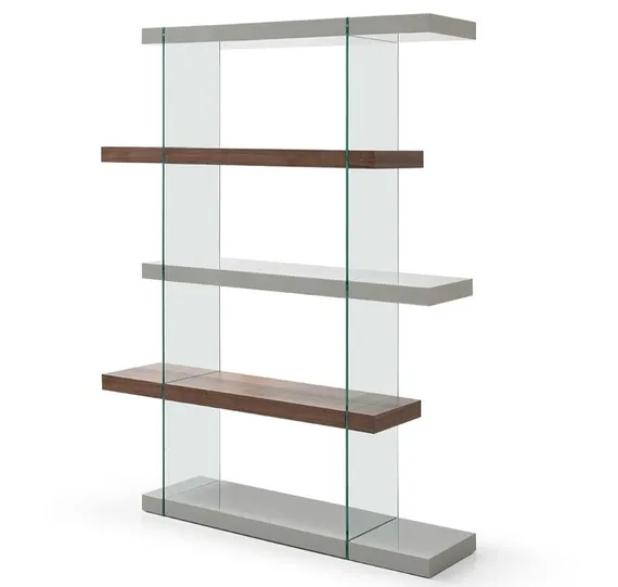 Стеллаж Mysen, 180х140 см, орех, стекло