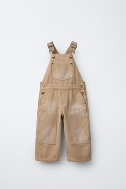 ZARA ДЛИННЫЙ ХОЛЩОВЫЙ КОМБИНЕЗОН, РЫЖЕВАТО-КОРИЧНЕВЫЙ