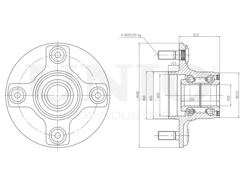 Ступица задняя (без ABS) UNIO HUB-20174